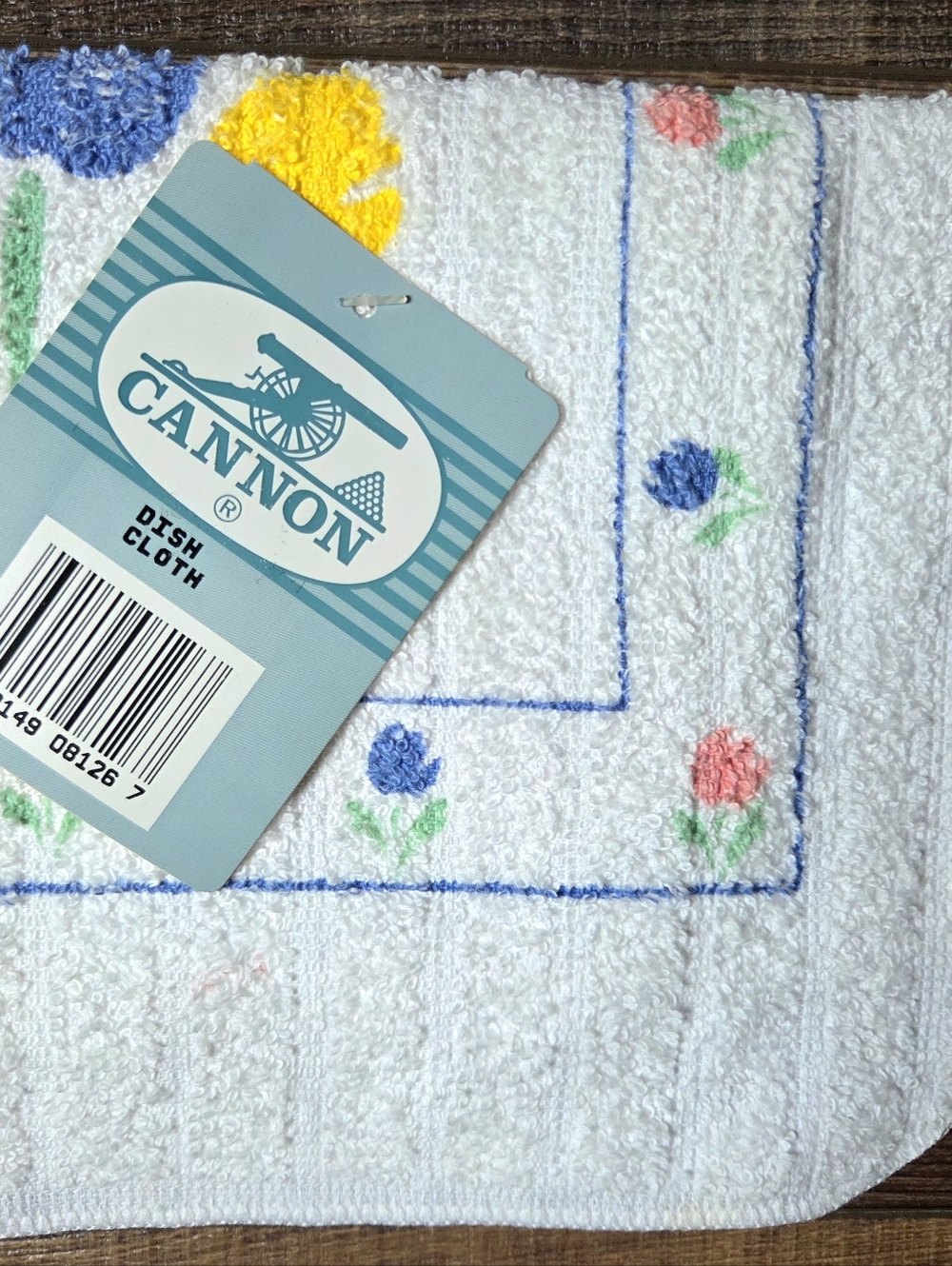 Vintage Cannon Cotton Wash Dish Cloth Tulips Floral Ribbed Kitchen Linen NWT